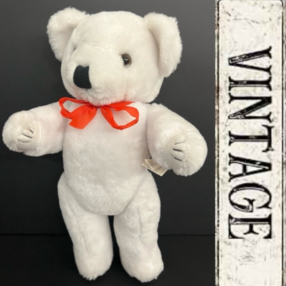 Vintage - Pacific Craft - 1998 - White Jointed Teddy Bear Plush Stuffed Animal